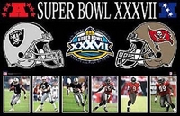 2003 Dueling Helmets Super Bowl XXXVII Raiders Bucs Original Starline Poster OOP