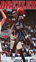 1996 Clyde Drexler Houston Rockets Original Starline Poster OOP