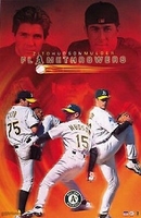 2002 Oakland A's Pitchers Zito Mulder Hudson Original Starline Poster OOP