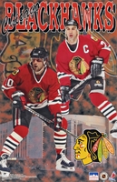 1997 Blackhawks Collage Original Starline Poster OOP Chelios and Amonte