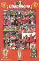 1999 MANCHESTER UNITED Historic Treble Original Starline Poster OOP