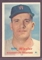1957 Topps #126 Bob Wiesler NM WASHINGTON SENATORS crease free