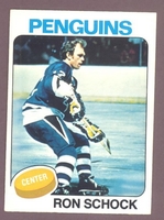 1975-76 O-Pee-Chee OPC #75 Ron Schock NM PITTSBURGH PENGUINS crease free