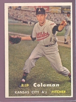1957 Topps #354 Rip Coleman EX+ KANSAS CITY ATHLETICS crease free