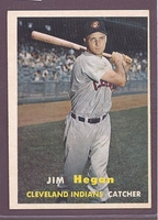 1957 Topps #136 Jim Hegan NM CLEVELAND INDIANS crease free