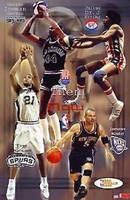 2003 Then &  Now Spurs Nets NBA Finals Duncan,Kidd,Iceman & Dr J Starline Poster