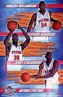 2002 Detroit Pistons Collage Original Starline Poster OOP Stackhouse