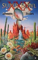 1996 Super Bowl XXX Logo Cowboys vs Steelers Original Poster OOP
