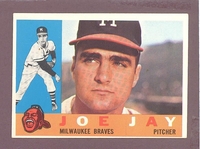 1960 Topps #266 Joe Jay EXMT/NM MILWAUKEE BRAVES crease free