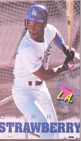 Darryl Strawberry LOS ANGELES DODGERS Starline Poster MINI Promo Piece 3x5