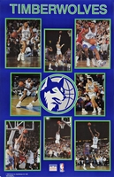 1990 Timberwolves Collage Original Starline Poster OOP Campbell Breuer Pooh