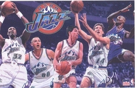 1997 Utah Jazz Team Collage Original Starline Poster OOP Stockton Malone