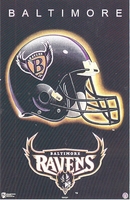 1996 Baltimore Ravens Helmet Original Norman James  Poster OOP