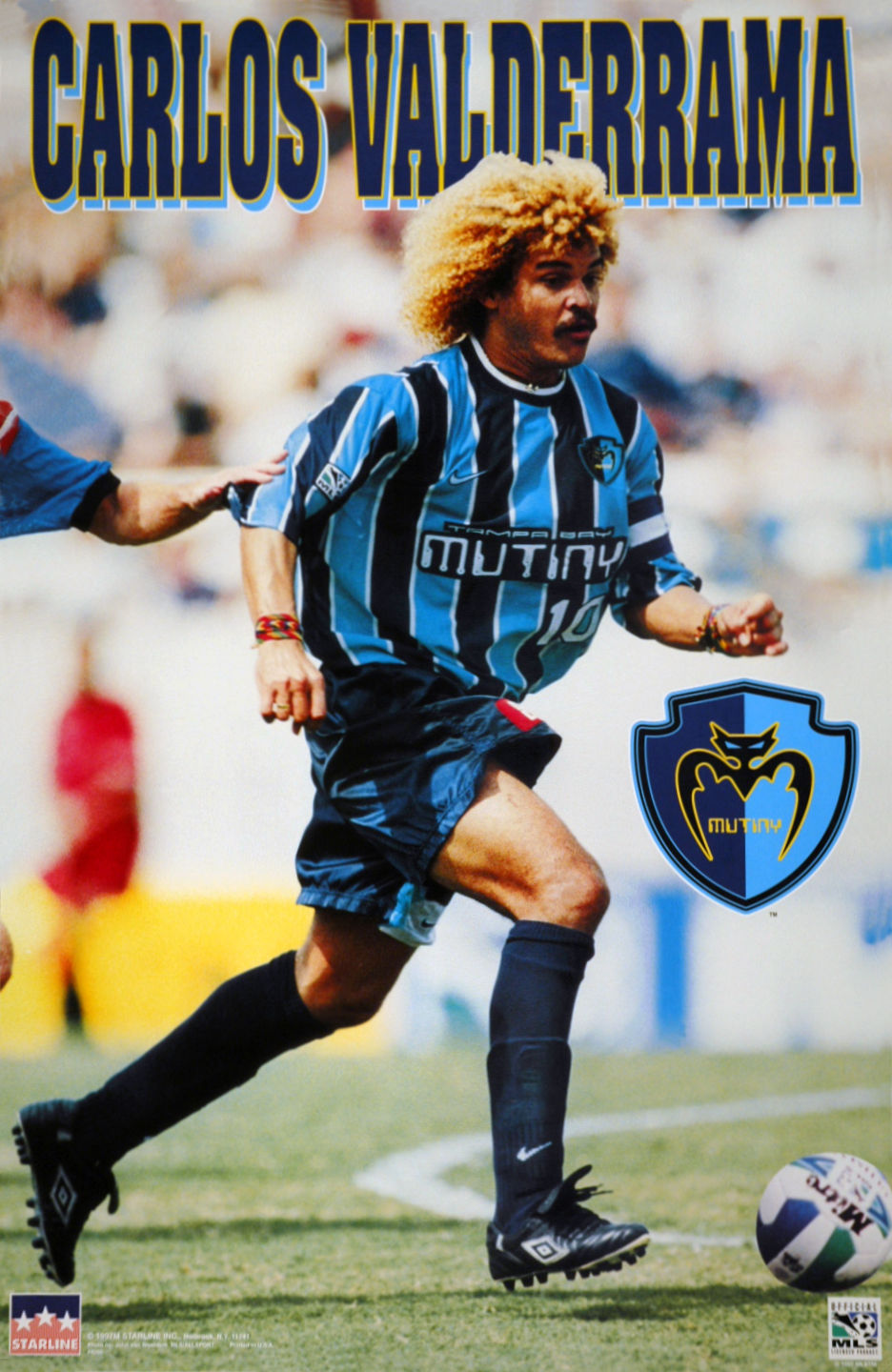 1997 Carlos Valderrama TAMPA BAY MUTINY Original Starline Poster