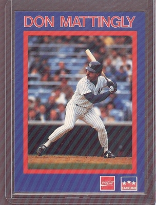 1989 STARLINE PROMO Don Mattingly YANKEES Coca Cola